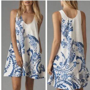 Anthropologie NEW The Keiko Mini Dress by Maeve Swing Dress Scoop Back sz XS